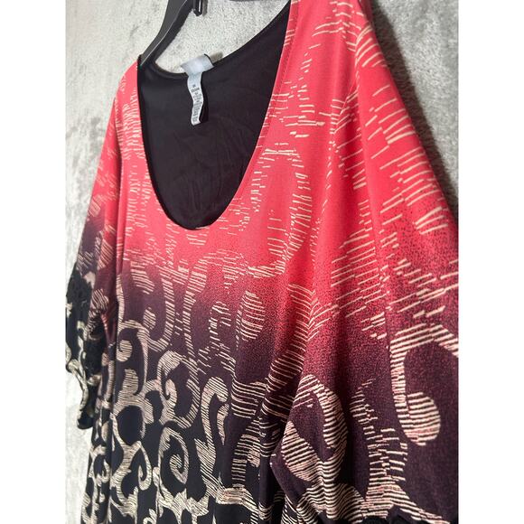Catherine's Shift Dress Size 2X Pink Ombre Scrolls 3/4 Sleeve Boho Western Rodeo - Picture 2 of 7